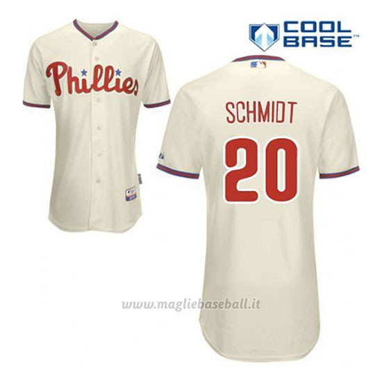 Maglia Baseball Uomo Philadelphia Phillies Mike Schmidt 20 Crema Alterner Cool Base